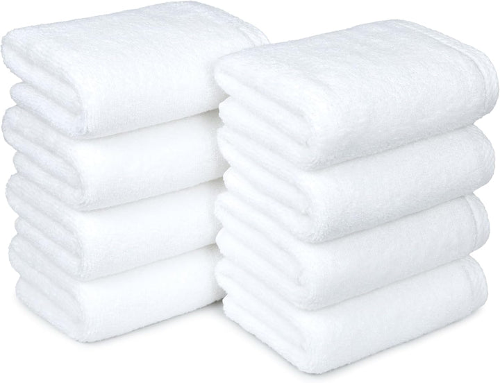 Cotton Washcloths, Quick-Dry, 12" X 12", 12-Pack, White