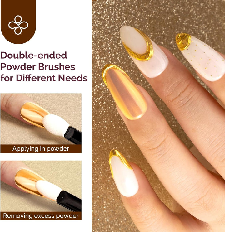 Gold Chrome Nail Powder for Gel Nails,Metallic Mirror Effect Pigment Stylish and Technological Fine Glitter for Home DIY Salon Use