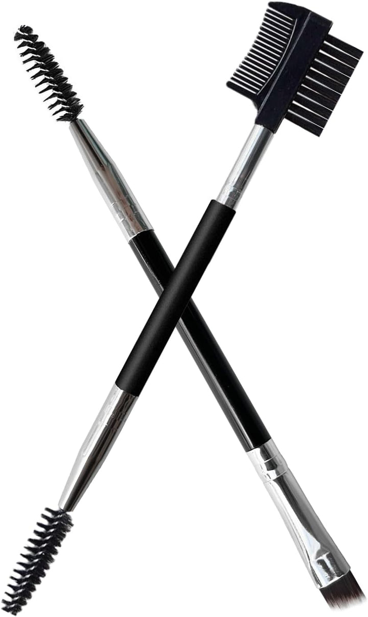 3 Head Eyebrow Eyelash Shaper Eyelash Comb Double Head Brush Makeup Grooming Tool Cosmetic with 3 Different Spoolie Brushes for Separating Lashes, Eliminating Mascara Clumps, Grooming and Shaping Brow