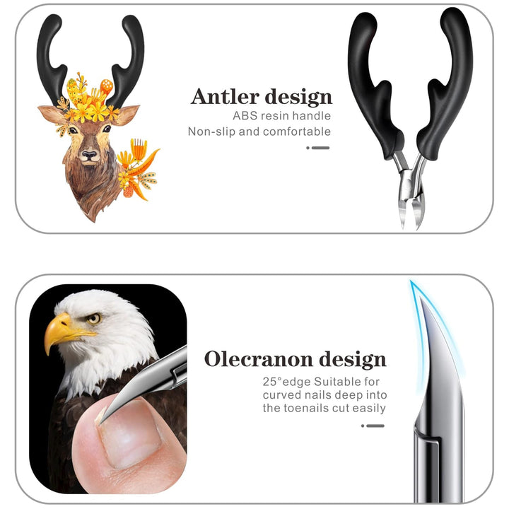 Toenail Clippers, Professional Thick & Ingrown Nail Clippers for Men & Seniors, Podiatrist Recommended, Pedicure Clippers Toenail Cutters, Stainless Steel Sharp Curved Blade Grooming Tool