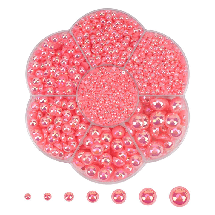 5800 Pcs Half Pearls for Crafts, Flatback Pearls for Artwork Making, DIY Rhinestones Accessory Nail Art, Face Gems Jewels Flat Back Craft Pearls - White