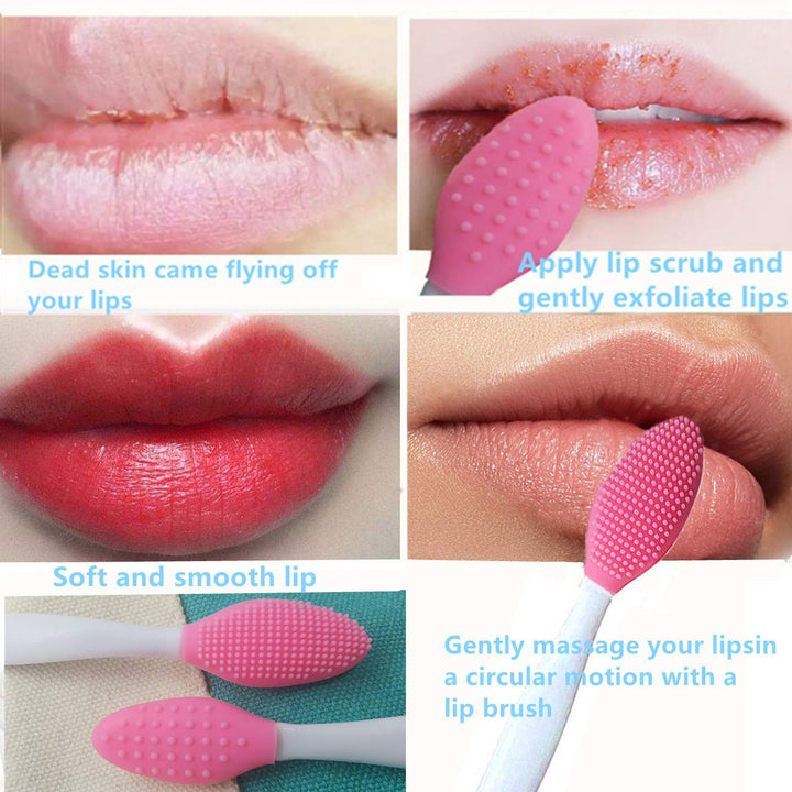 3 Pcs Lip Scrub Brush,Lip Scrubber Exfoliator,Double-Sided Silicone Lip Brush Tool for Men Women Lip Lightening, Lip Exfoliator Scrubber Tool for Dark Lips