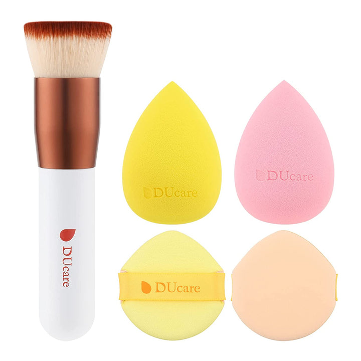 Foundation Brush,Flat Top Kabuki Brush Synthetic Professional Makeup Brush Liquid Blending Mineral Powder Buffing Stippling Makeup Tools, Rose Golden/White