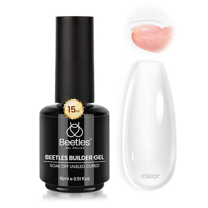 Beetles Builder Gel for Nails-Cover Nude Translucent 7 in 1 Nail Thickening Strengthening Building Apex for Beginner DIY Salon at Home,Natural Nude Builder Nail Gel, UV & LED Lamp Cured Needed