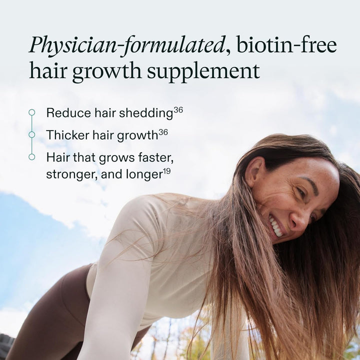 Women'S Hair Growth Supplements, for Women 18-44 Years Old, Clinically Tested for Visibly Thicker, Stronger Hair, 100% Vegan Ingredients, Dermatologist Recommended - 1 Month Supply