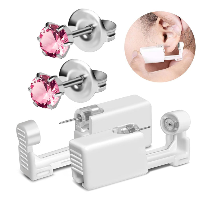 2 Pack Disposable Ear Piercer Safe Piercing Ear at Home Self Use Ear Piercing Gun Kit for Girl Women with Sterilized Ear Stud（205#）