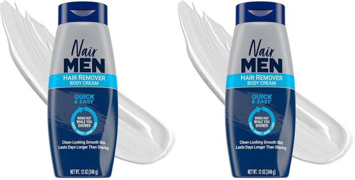 Men Hair Remover Body Cream, Quick and Easy Body Hair Removal Cream for Men, Aloe and Lanolin, Dermatologist Tested, 12 Oz