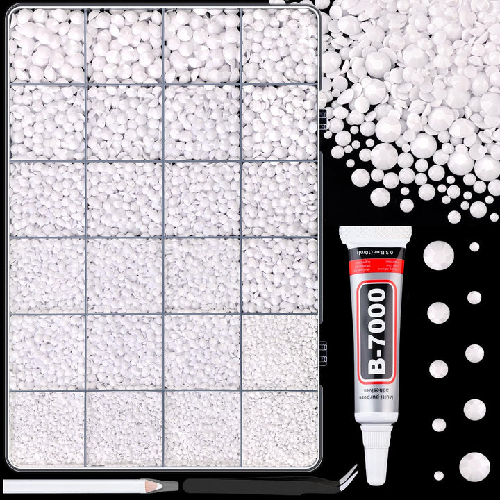 30000Pcs Resin Jelly Rhinestones for Bedazzling, Multicolor 3Mm Flatback Gems for Diamond Art, Bedazzler Kit with 3Pcs 10Ml B7000 Jewelry Glue for Nail Art Crafting Book Makeup