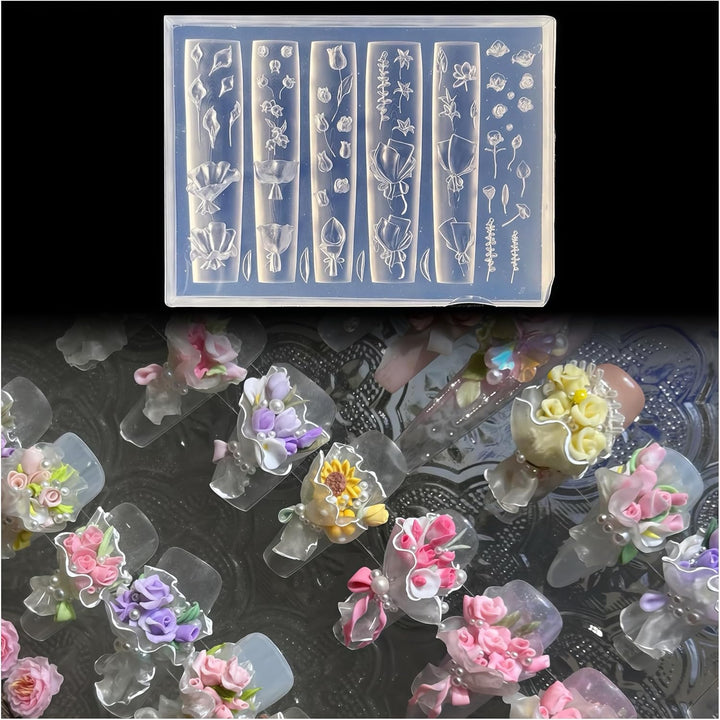 3D Nail Molds Heart, Stars, Starburst Nails Charms Design, Silicone Tool Art Y2K Decoration