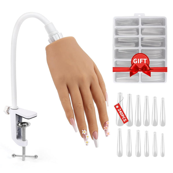Practice Hand for Acrylic Nails, Silicone Nail Hand Practice, Flexible Fingers Fake Training Hand False Mannequin Hands for Nail Practice, Hand Model Kit for Nail Supplies Manicure Beginners