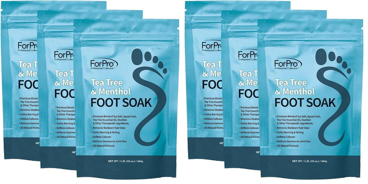 Tea Tree Oil & Menthol Foot Soak with Sea & Epsom Salt for Toenail Athletes Foot, Stubborn Foot Odor Scent, Softens Calluses & Soothes Sore Tired Feet -Pack of 3 16Oz.