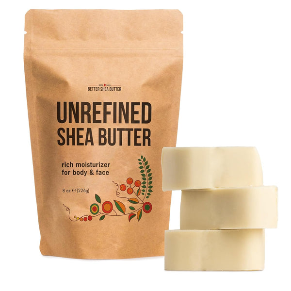 Raw Shea Butter - 100% Pure African Unrefined Shea Butter for Hair | Skin Moisturizer for Face and Body | Use for Soap Base, DIY Whipped Lotion, Lip Balm - 8 Oz Block