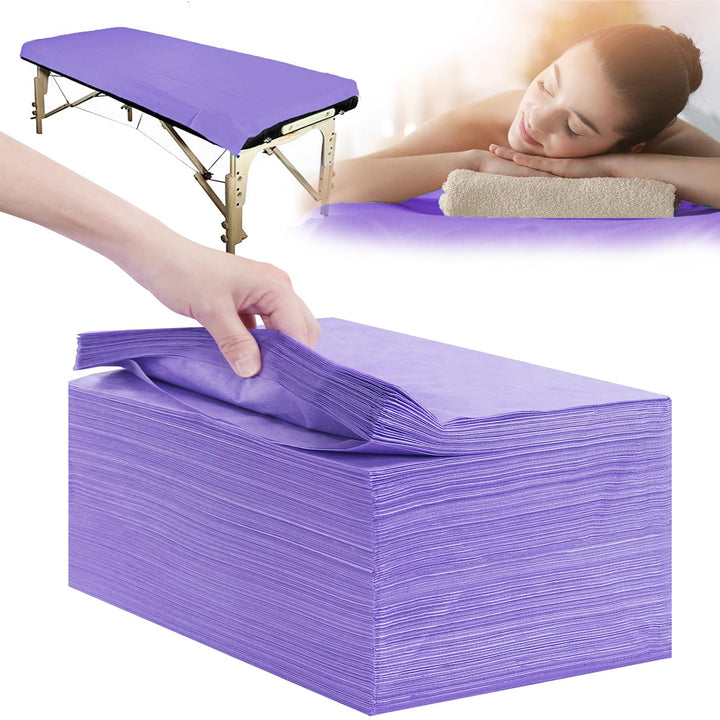 Disposable Bed Sheets 100 Pcs 31" X 71" Massage Table Sheets Non Woven Fabric SPA Bed Cover Breathable for Massage Beauty Tattoos(White)
