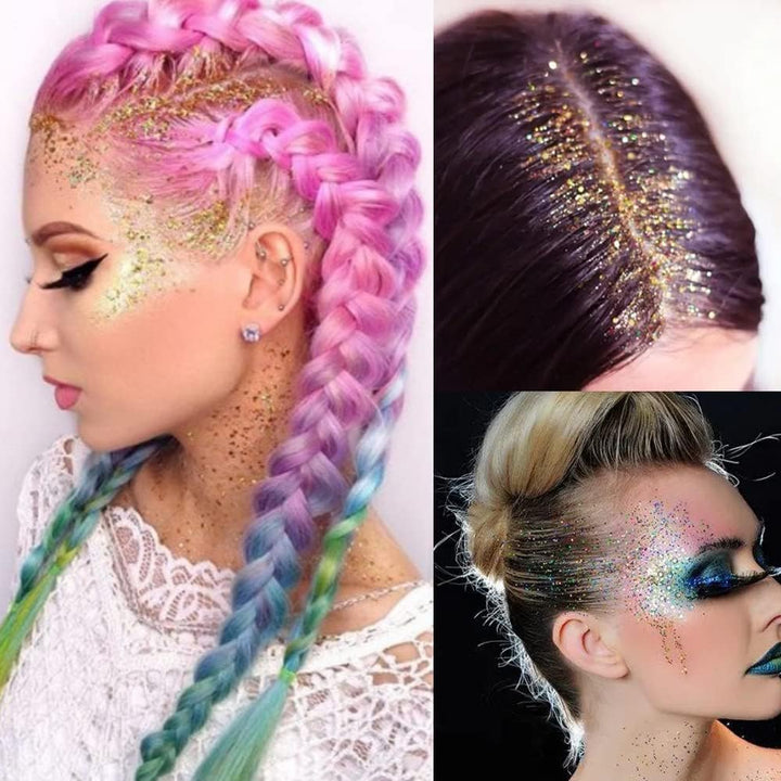 Gold Face Body Glitter,Mardi Gras Glitter Makeup Gold Face Paint,Holographic Chunky Sequins Glitters for Eye Lip Hair Nails,Festival Rave Accessories,52G