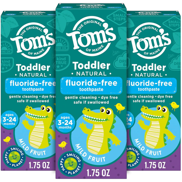 Fluoride-Free Toddler Training Toothpaste, Mild Fruit, 1.75 Oz. 3-Pack (Packaging May Vary)