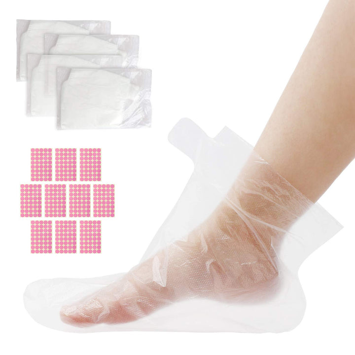 Paraffin Bath Liners for Foot, 200 Counts Plastic Foot Covers, Booties for Feet Thermal Foot Liners, Foot Protectors with 200 Stickers for Snug Closure, Wax Thera-Py Foot Bags