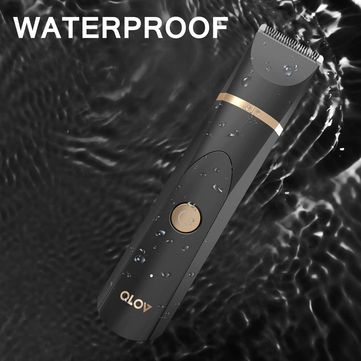 Electric Body Hair Trimmer - Groin Trimmer for Men - Bikini Trimmer Women - Wet/Dry Shaver Groomer, Replaceable Ceramic Blade Heads, USB Recharge Dock, Waterproof Hygiene Razor,Black