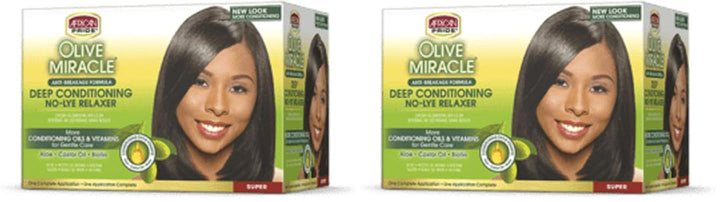 Olive Miracle Deep Conditioning No-Lye Relaxer Super - Contains Aloe Vera, Castor Oil & Biotin to Condition, Moisturize & Protect Hair, 1 Kit