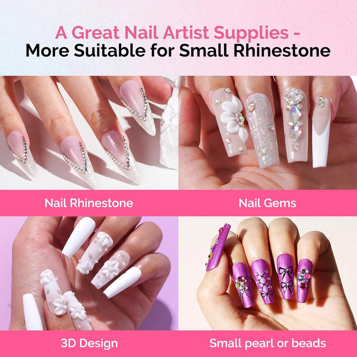 2Pcs Nail Rhinestone Glue, 3D Gel Nail Art Design Strong Adhesive Nail Gem Glue for Nail Charms Gems Jewelry Decoration DIY Manicured at Home Cured Need Beauty Gifts for Women