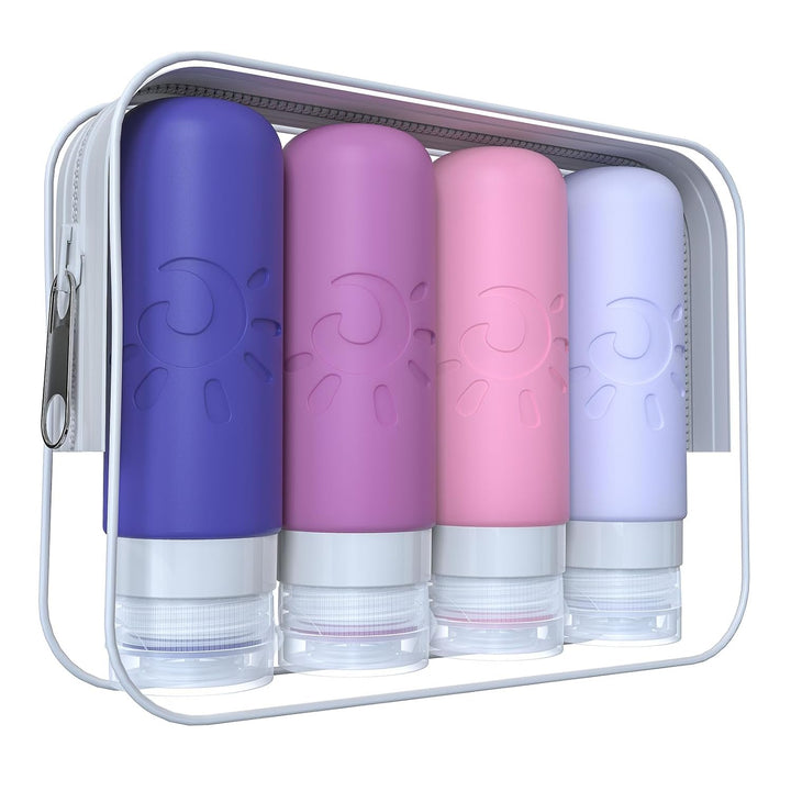 Travel Bottles for Toiletries, TSA Approved Travel Containers 3Oz Leak Proof Travel Tubs Refillable Liquid Travel Accessories for Shampoo Conditioner Lotion Body Wash(Multicolored C)