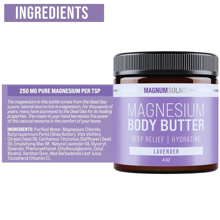 Magnesium Body Butter - Nighttime Magnesium Cream - Lightly Scented (Lavender)