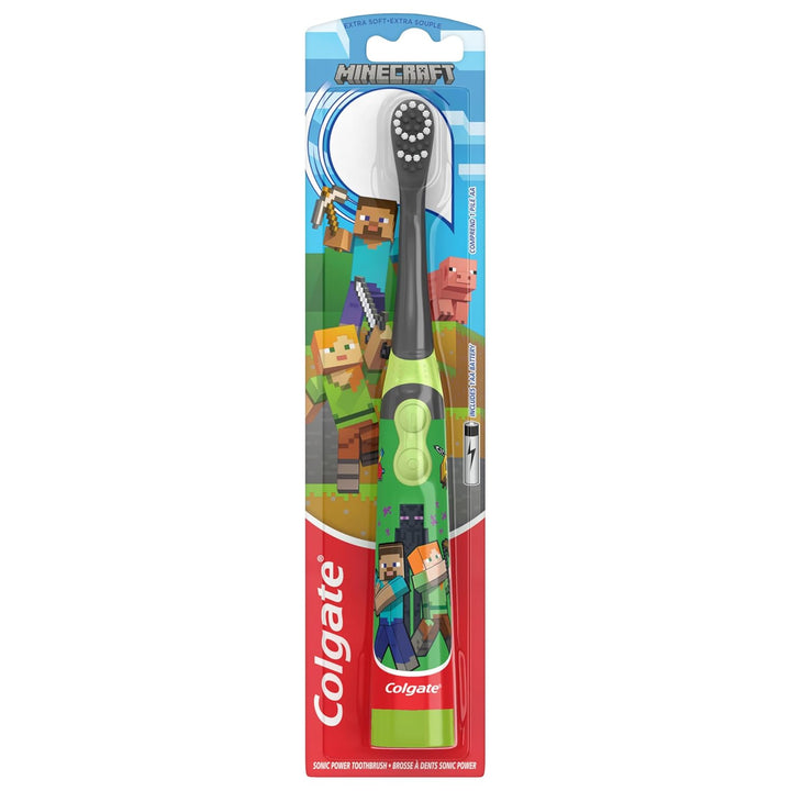 Kids Battery Powered Minecraft Toothbrush, Extra Soft Kids Battery Toothbrush with 1 AA Battery Included, Made for Ages 3 and Up, Features Easy on and off Switch, Flat Lay Handle, 1 Count