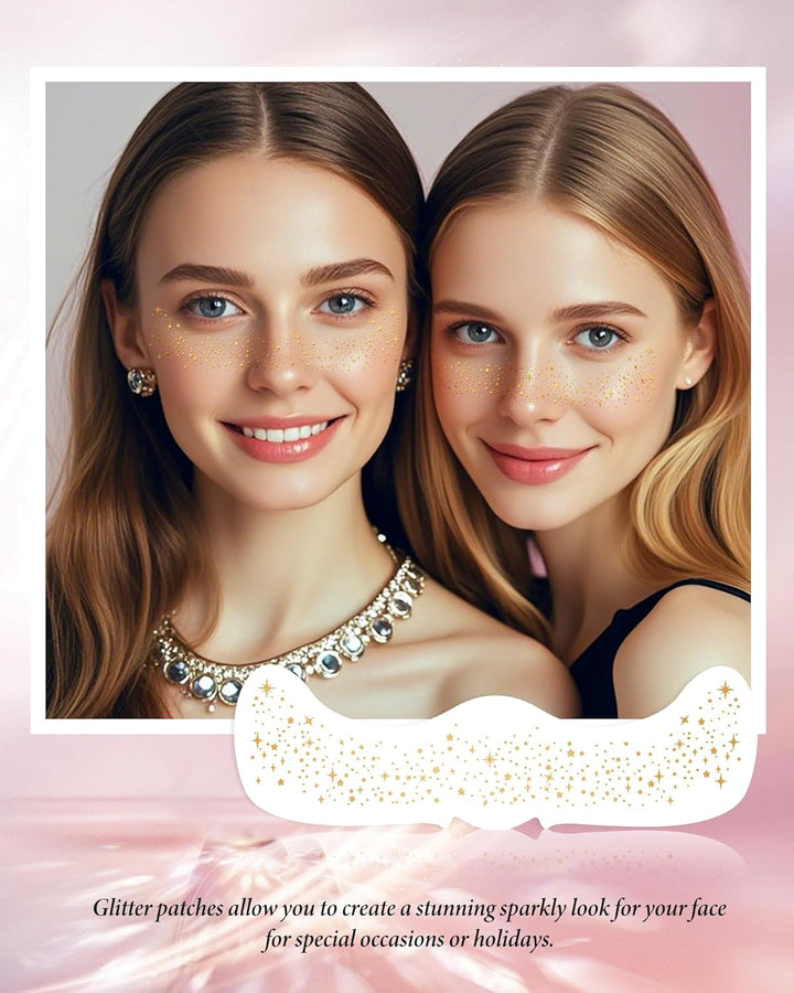 Face Glitter, Gold Temporary Face Tattoos Stickers, Body Face Glitter for Women Girls, Country Concerts Singer Festival Rave Accessories (Gold - 10 Pcs)