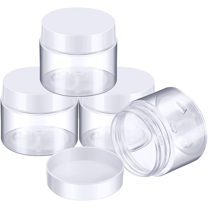 4 Pieces round Wide-Mouth Leak Proof Plastic Container Jars with Lids for Travel Storage Makeup Beauty Products Face Creams Oils Salves Ointments DIY Making(1 Ounce,White)