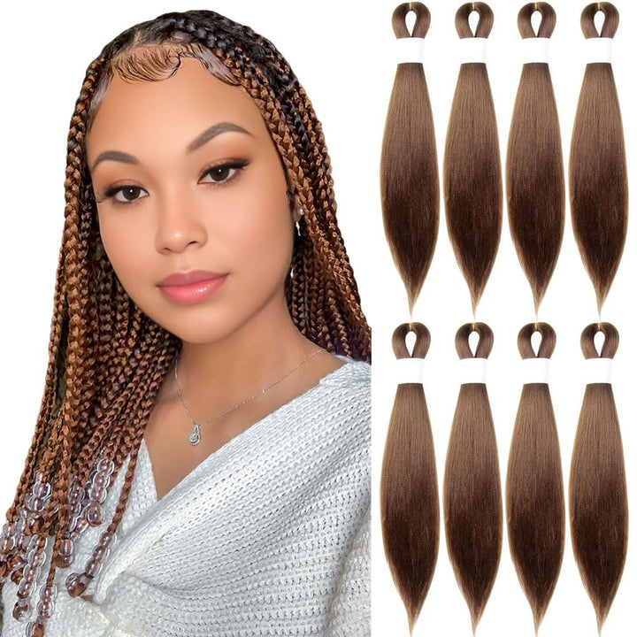 Purple Braiding Hair 20 Inch Pre Stretched Hair Long Straight Crochet Braids Yaki Texture Synthetic Fiber 4 Packs (Dark Purple)