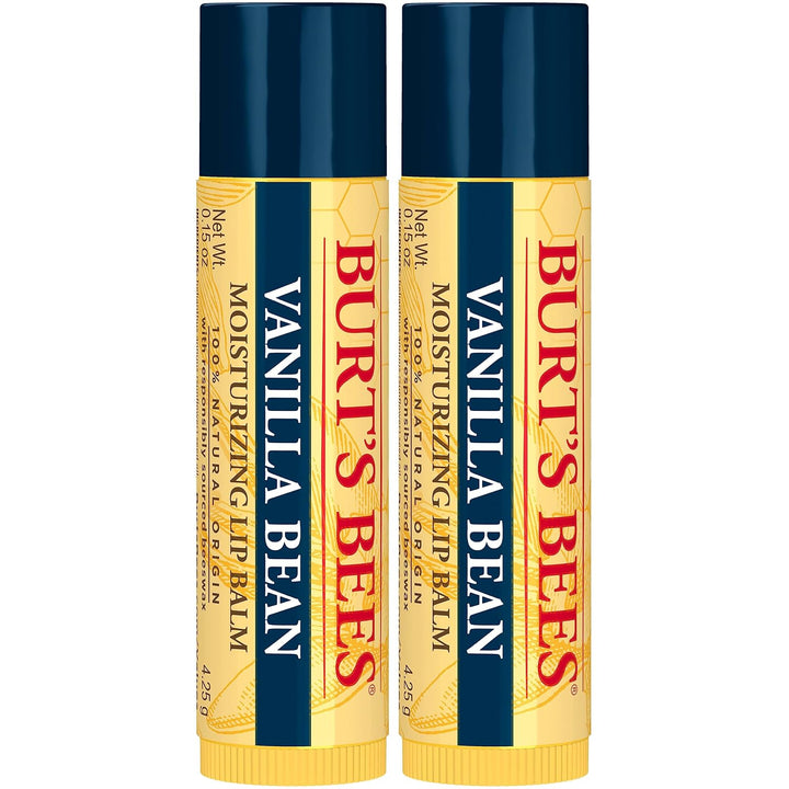 Lip Balm - Vanilla Bean, Lip Moisturizer with Responsibly Sourced Beeswax, Tint-Free, Natural Origin Conditioning Treatment, 2 Tubes, 0.15 Oz.