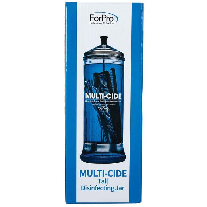 Multi-Cide Tall Glass Jar, for All Hairstyling Tools Including Brushes, Combs & Shears, 37 Oz