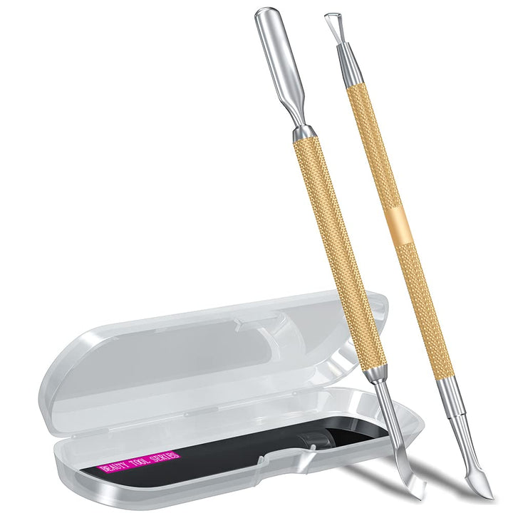 2PCS Metal Silver Cuticle Pusher and Scraper, Nail Trimmer Cutter Stainless Steel Gel Scraper Tool, Nail Polish Remover Peeler Durable Salon Manicure Pedicure Cleaner for Fingernail and Toenail