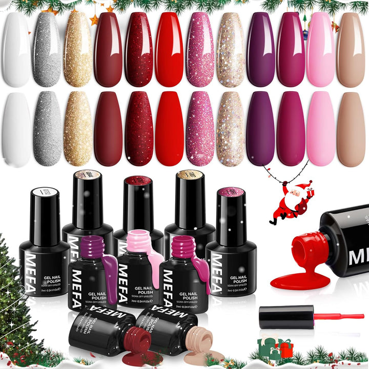 42 Colors Gel Nail Polish Kit with U V Light, 59 Pcs All Seasons Collection Colorful Gel Polish Essential Set with 5 Psc Matte/Glossy Base Top Coat, Salon Gifts for Women