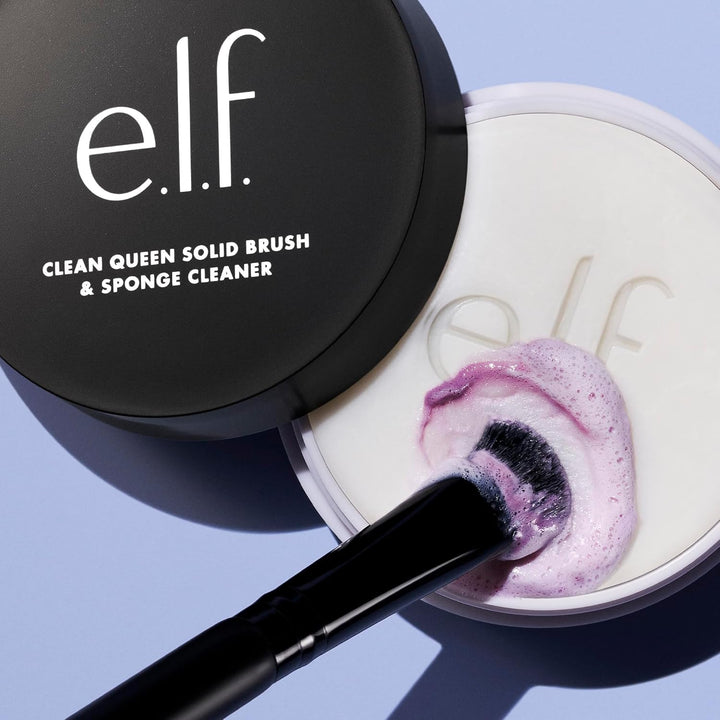 Clean Queen Solid Brush & Sponge Cleaner, Cleanses Face & Eye Makeup Brushes & Sponges, Nourishing, Non-Damaging Formula, Vegan & Cruelty-Free