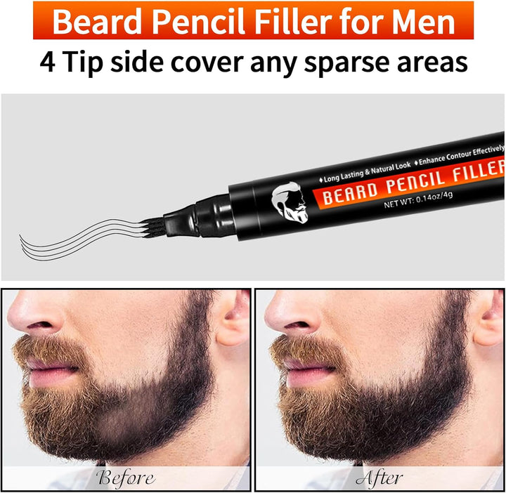 Beard Shaper for Men Beard Shaping Tools - Beard Template Guide, Professional Straight Edge Razor, 10 PCS Double Edge Blade, Barber Pencil, Beard Comb, Stainless Steel Scissor Mustache Lineup Tools