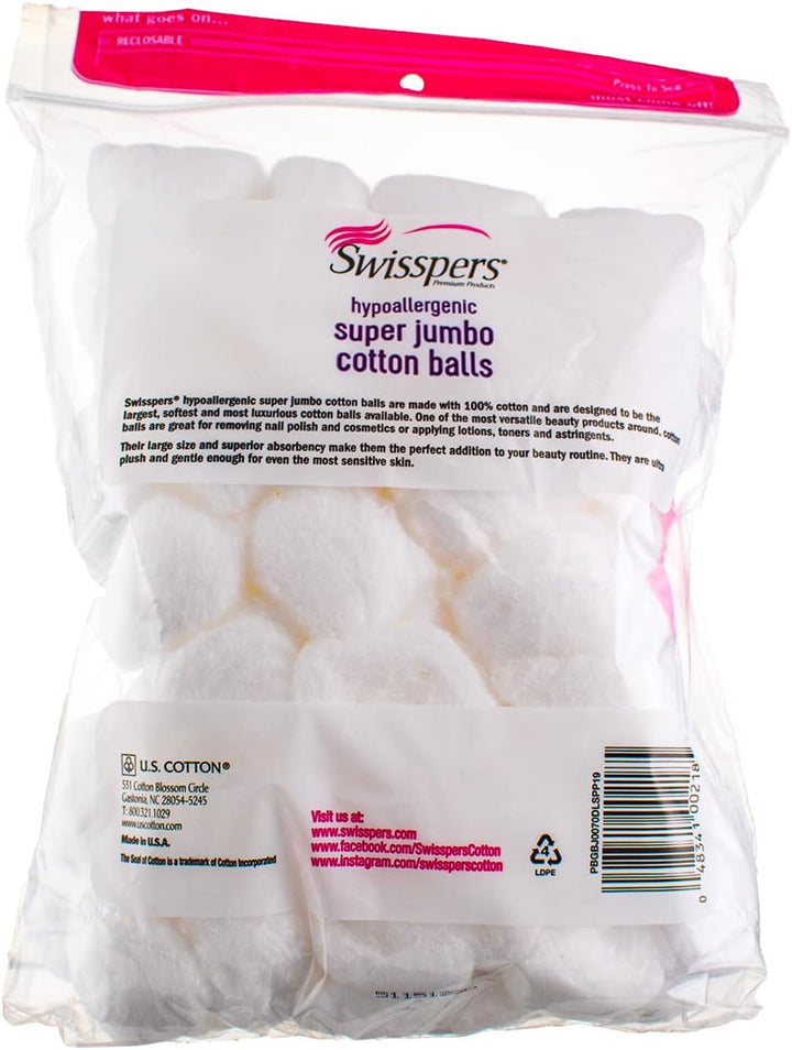 Super Jumbo Cotton Balls, 100% Cotton, 70 Ea (Pack of 4)