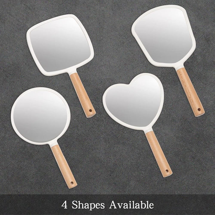 Hand Held Mirror with Handle for Makeup,Small Cute Wood Hand Mirror for Shaving with Hole Hanging Single-Sided Portable Travel Vanity Mirror for Men&Women(Square)