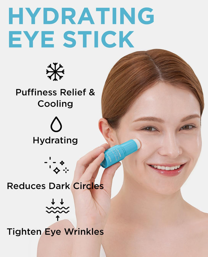 The SAEM Iceland Hydrating Eye Stick 0.24Oz - Cooling Eye Balm for Dark Circles and Puffiness – under Eye Treatment - Reduce Wrinkles and Moisturizing - Minimize Dark & Puffy Eyes - Aqua Scent