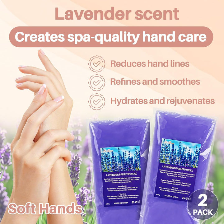 Paraffin Wax for Hand and Feet - 2 Pack Lavender Scented Paraffin Wax Refills Hand Wax for Dry Skin, Hydration Nourish
