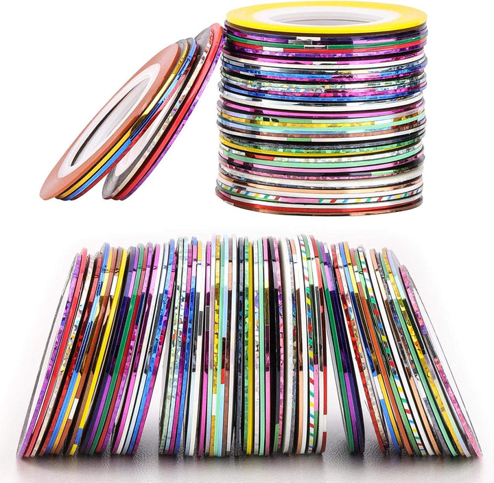 120 Pcs Nail Striping Tapes Nail Art Decoration Tape Lines for DIY Nail Tip with 4 Pcs Nail Tape Dispenser Cases