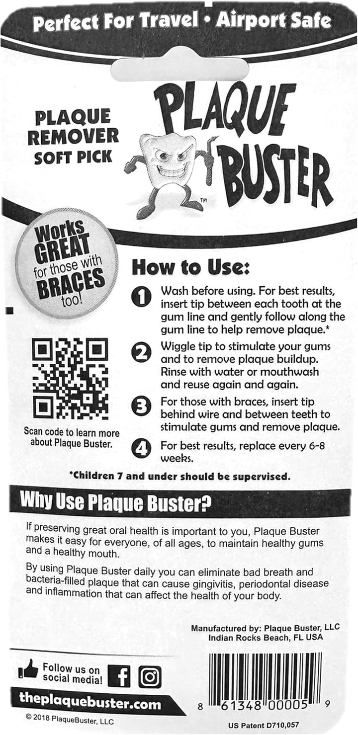 (4 Count) Soft Interdental Pick, Gum Stimulator & Plaque Remover, Made in USA, for Oral Health and Healthy Gums, Multi-Colored