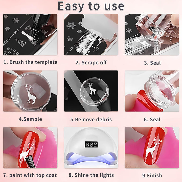 French Tip Tool,2 PCS Nail Art Stamper Kit,Clear Silicone Stamping Jelly with Scraper for DIY Together with Gel Nail Polish Acrylic Nail Kit Nail Tips