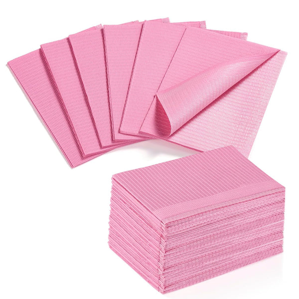 Disposable Nail Mats: 50Pcs Pink Fordable Nail Paper Towels for Table Acrylic Nail Practice Sheet 3 Ply Waterproof Nail Art Table Mats Clean Pads for Salon Manicure Tattoo