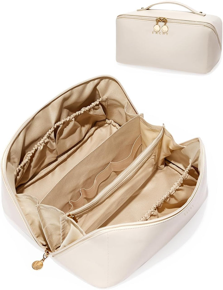 Travel Makeup Bag,Large Capacity Cosmetic Bags for Women,Waterproof Portable Pouch Open Flat Toiletry Bag Pattern Makeup Bag