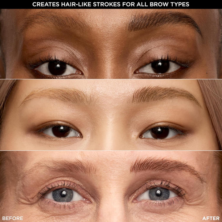 Faux Brow, Hair-Like, Filling Eyebrow Pen with Double-Brush Tip, Fast & Precise Eyebrow Makeup, Dark Brunette, 0.04 Fl Oz