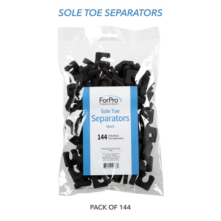 Forpro Sole Toe Separators - Black Luxurious Foam Separators - Individual Toe Separators for Pedicures Â€“ 144-Count