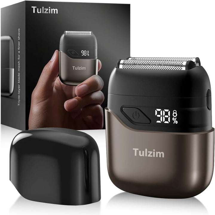 Electric Foil Shaver for Men: Portable Electric Razor for Beard/Face - 3 Floating Blade LED Display USB-C Fast Rechargeable - IPX7 Waterproof for Travel & Home - Carbon Gray