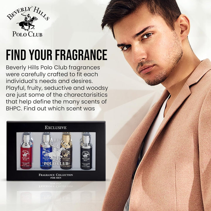 Exclusive Fragrance Collection for Men with 4 Different Fragrances, Blaze, Blue, Classic, and Sexy, 1Fl Oz Each (Pakaging May Vary)