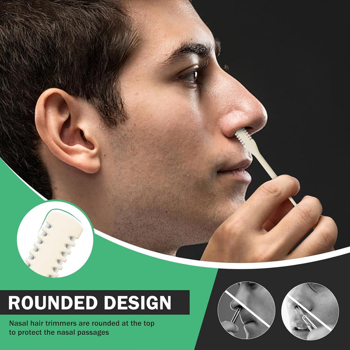 Manual Nose Hair Trimmer (Pack of 4) - Rotating Nasal Hair Razor Cutter with Ear Picker for Women and Men - Portable Nostril Hair Remover Tools