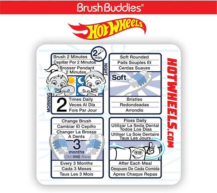 Hot Wheels Toothbrush for Kids, Kids Toothbrushes, Toothbrush Pack, Soft Bristles for Kids, Toddler Ages 2-4, 6PK
